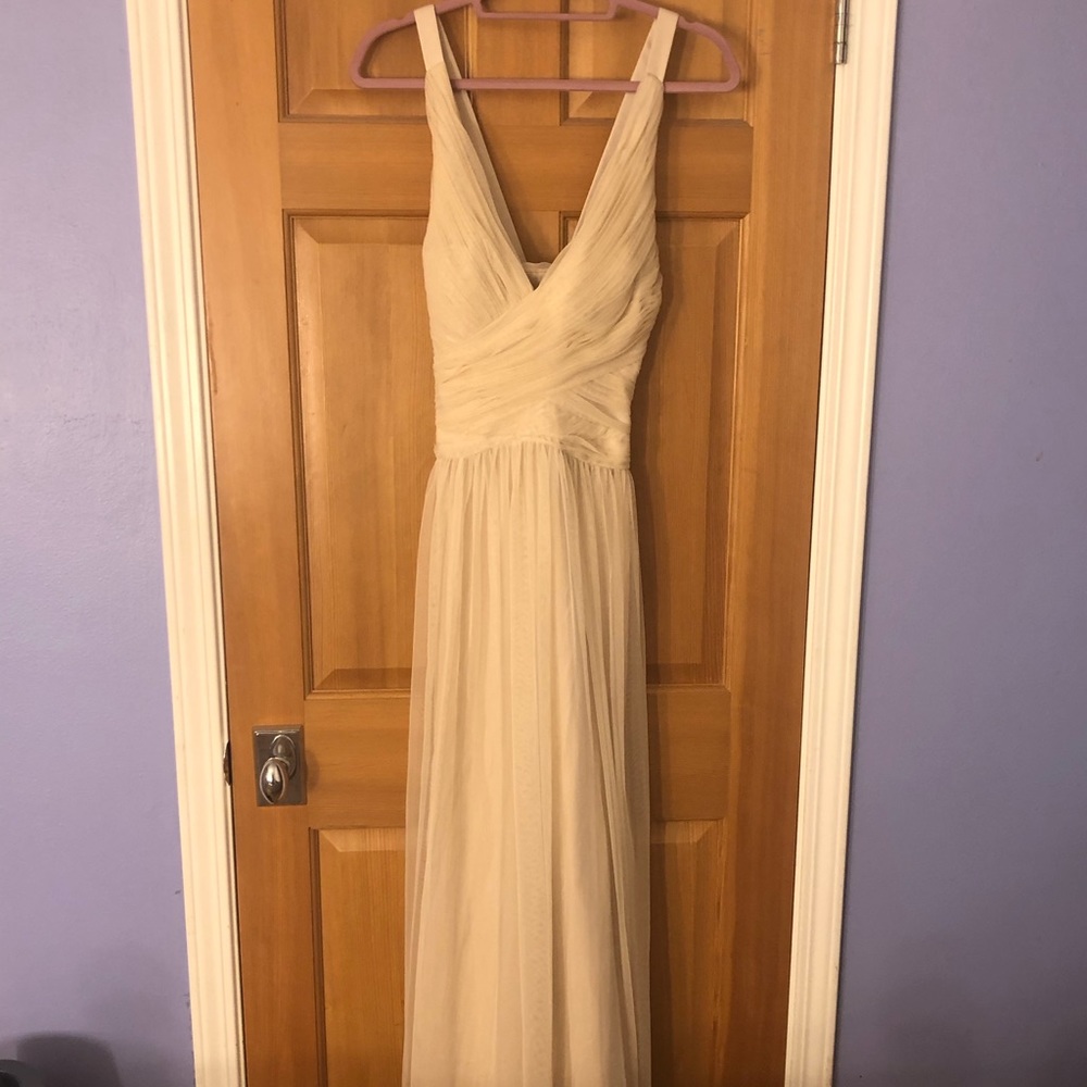 Anthropologie Hitherto Cream Chiffon Formal Dress